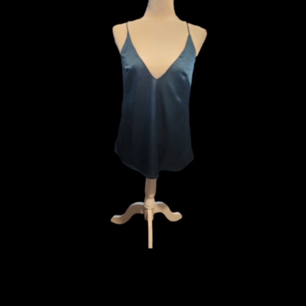 Ecru Studios Sleek Blue Satin Cami Top